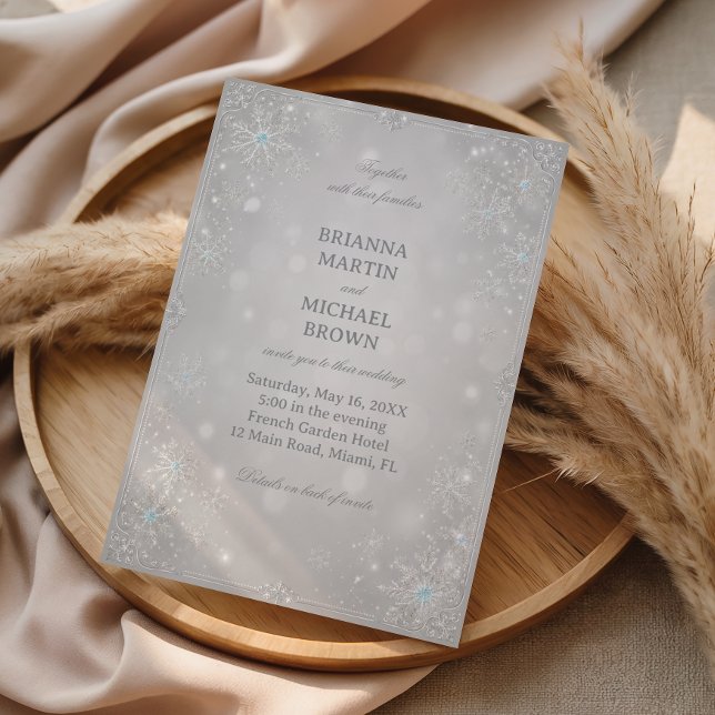Elegant Silver Snowflake Winter Splendor Invitation (Creator Uploaded)