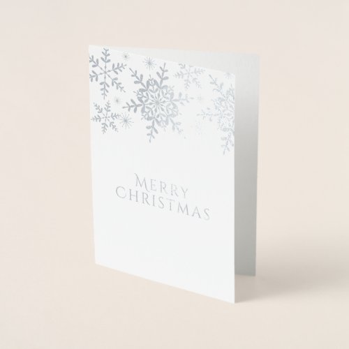 Elegant Silver Snowflakes Christmas Greeting Foil Card