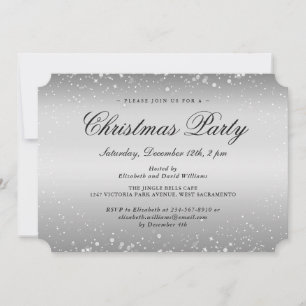 Elegant Silver Snowflakes Christmas Holiday Party Invitation