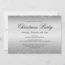 Elegant Silver Snowflakes Christmas Holiday Party Invitation