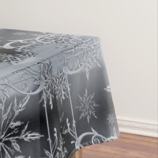 Elegant Silver Snowflakes Christmas Tablecloth