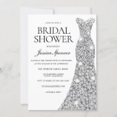 Elegant Silver Sparkle Dress Bridal Shower Invite (Front)