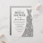 Elegant Silver Sparkle Dress Bridal Shower Invite
