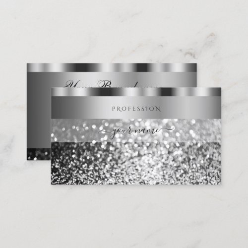 Elegant Silver Sparkling Glitter Modern Shimmery Business Card