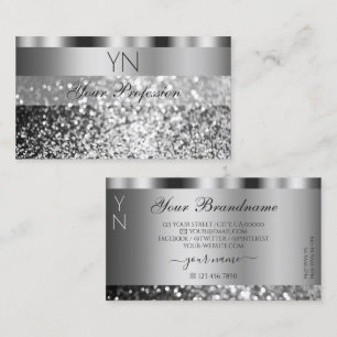 Elegant Silver Sparkling Glitter Monogram Modern Business Card