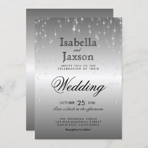 Elegant Silver Star Lights Wedding Invitation
