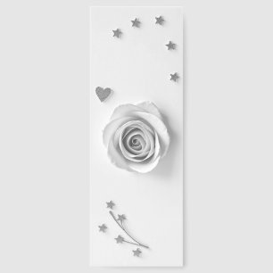 Elegant Silver Stars White Rose Wedding Thank You Bookmarks