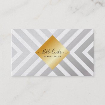 Elegant Silver Striped Business Card by artNimages at Zazzle