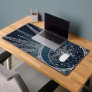Elegant Silver Sun Moon Doodle Mandala Blue Design Desk Mat