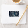 Elegant Silver Sun Moon Doodle Mandala Blue Design Label