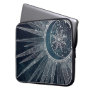 Elegant Silver Sun Moon Doodle Mandala Blue Design Laptop Sleeve