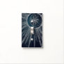Elegant Silver Sun Moon Doodle Mandala Blue Design Light Switch Cover