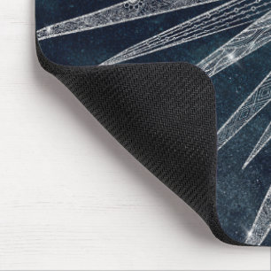 Elegant Silver Sun Moon Doodle Mandala Blue Design Mouse Pad