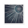 Elegant Silver Sun Moon Doodle Mandala Blue Design Napkins