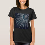Elegant Silver Sun Moon Doodle Mandala Blue Design T-shirt at Zazzle
