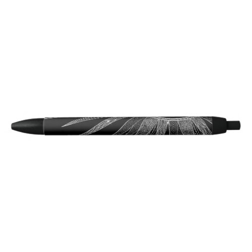 Elegant Silver Sun Moon Mandala Black Design Black Ink Pen