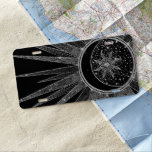 Elegant Silver Sun Moon Mandala Black Design License Plate