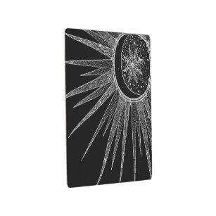 Elegant Silver Sun Moon Mandala Black Design Metal Print