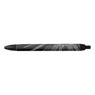 Elegant Silver Sun Moon Mandala Black Design Pen