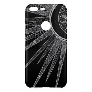 Elegant Silver Sun Moon Mandala Black Design Uncommon Google Pixel XL Case