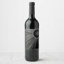 Elegant Silver Sun Moon Mandala Black Design Wine Label
