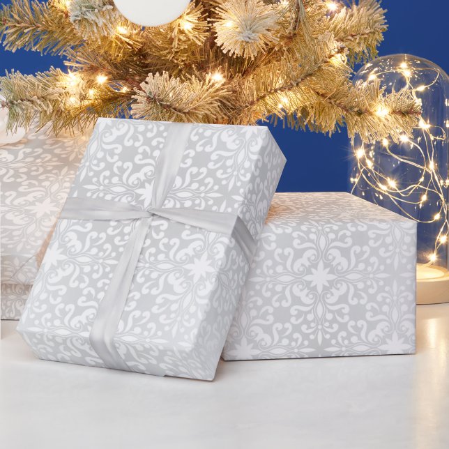 Elegant Silver Swirls Wrapping Paper (Holidays)