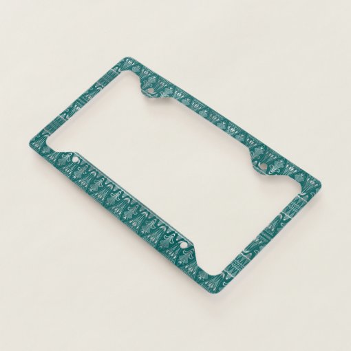 Elegant Silver Teal Art Deco License Plate Frame Zazzle