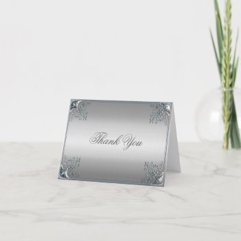 Elegant Silver Thank You Cards by decembermorning at Zazzle