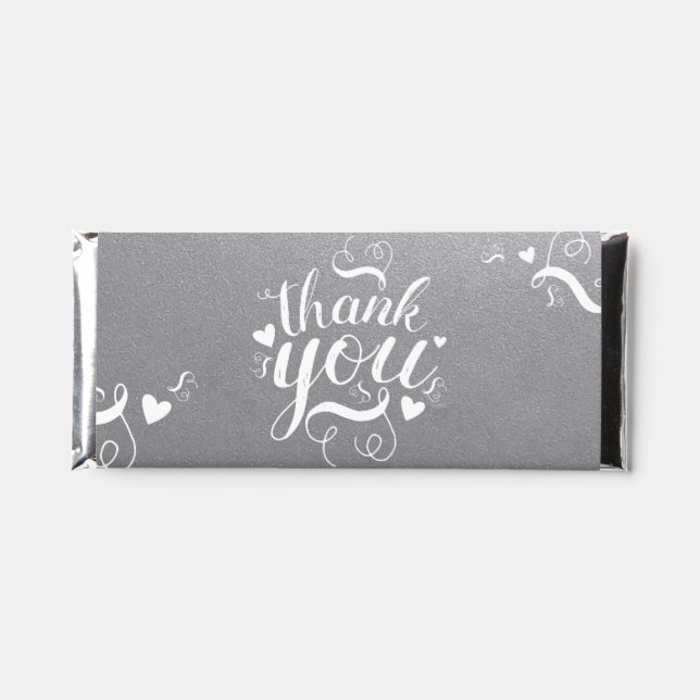 Elegant Silver Thank You Hershey Bar Favors (Front)