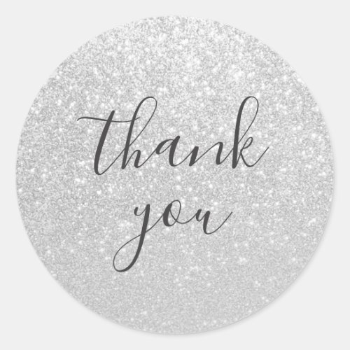 Elegant Silver Thank You Wedding Round Sticker