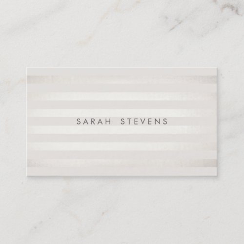 Elegant Silver Thin Off White Striped Salon Spa Business Cards