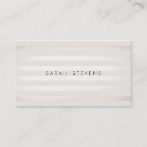 Customizable Elegant Silver Thin Off White Striped Salon Spa Business Cards