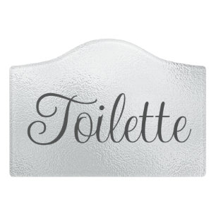 Elegant Silver Toilette Restroom Door Sign