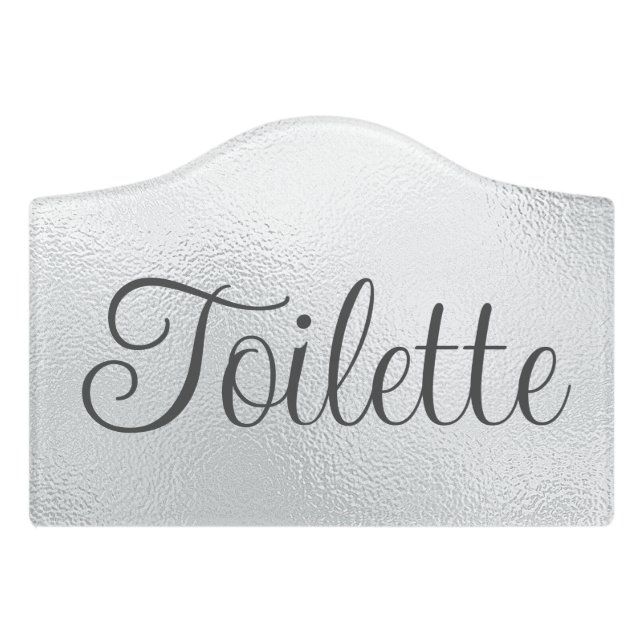 Elegant Silver Toilette Restroom Door Sign (Small Crest Front)