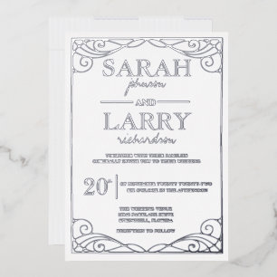 Elegant Silver Traditional Wedding Foil Invitation