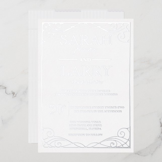 Elegant Silver Traditional Wedding Foil Invitation (Envelope)