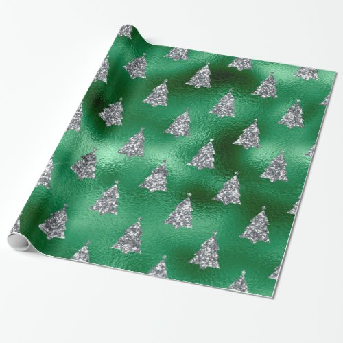 Elegant Silver Trees Christmas Wrapping Paper