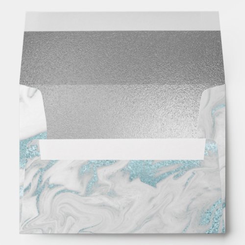 Elegant Silver Turquoise and White Marble Envelope