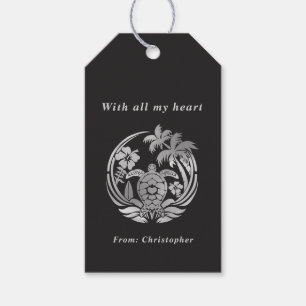 Elegant Silver Turtle Hawaiian Wedding Favor Gift Tags