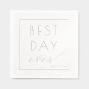 Elegant Silver Typographic Celebration Foil Napkins
