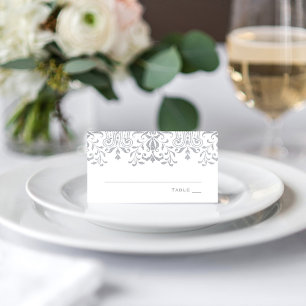 Elegant Silver Vintage Glamour Wedding Place Card