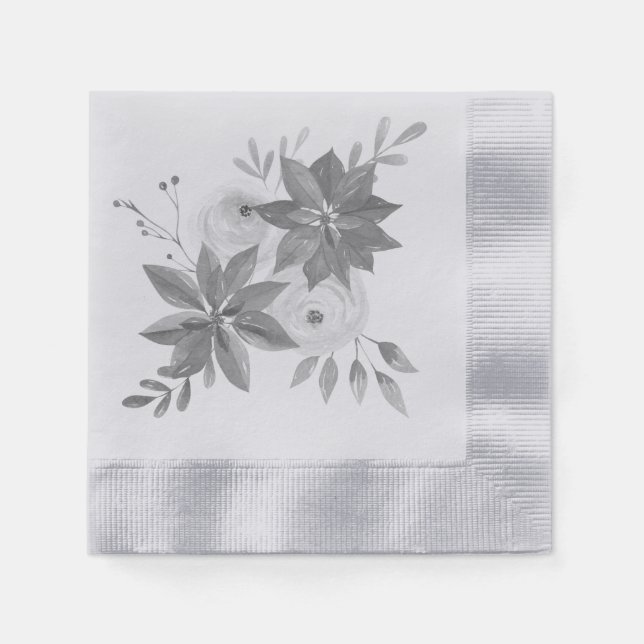 Elegant Silver Watercolor Napkins (Front)