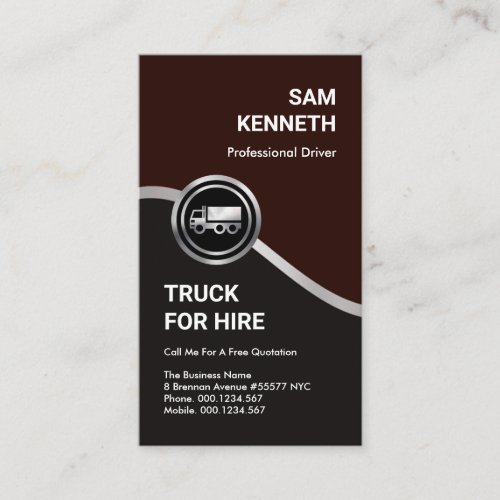 Elegant Silver Wave Professional Truck Driver Business Card
