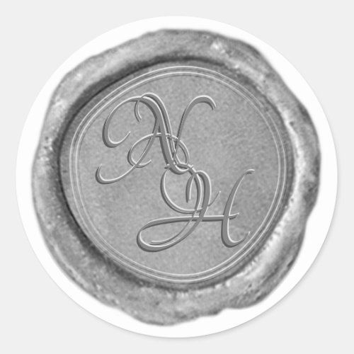 Elegant Silver Wax Seal Look Monogram Sticker