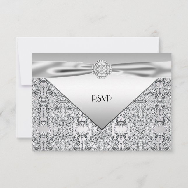 Elegant Silver Wedding Anniversary Party RSVP (Front)