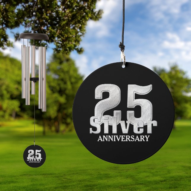 Elegant Silver Wedding Anniversary Wind Chime (Outdoor)