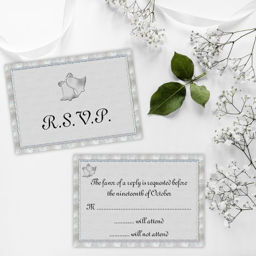 Elegant Silver Wedding Bells RSVP