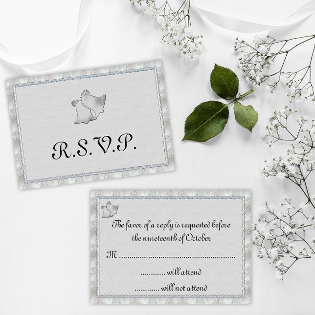 Elegant Silver Wedding Bells RSVP (Creator Uploaded)