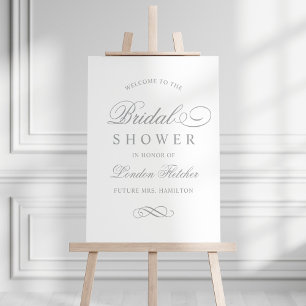 Elegant Silver Wedding Bridal Shower Welcome Foam Board