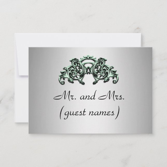 ELEGANT SILVER WEDDING ESCORT CARD (Front)